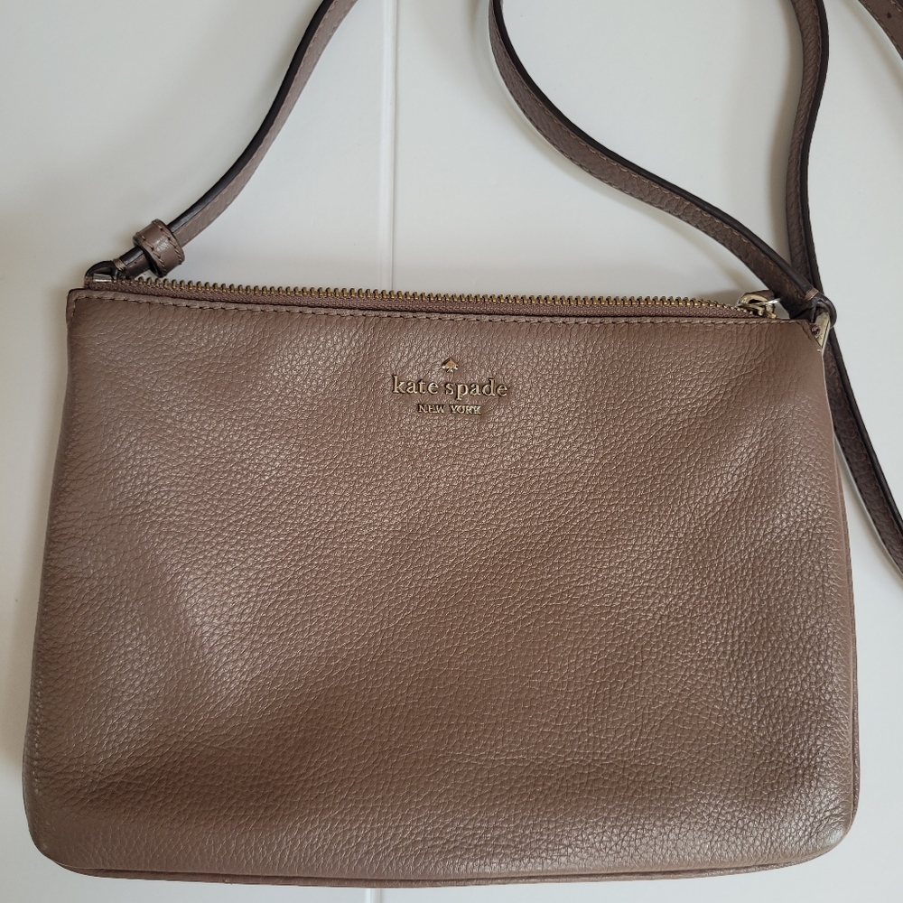 kate spade Taupe Leather Crossbody Bag With Adjustable Strap - Picture 3 of 11